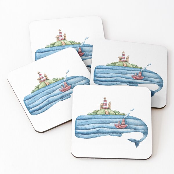 Item preview, Whale - cute friendly whale with island and boat designed and sold by Haveonelikethis.