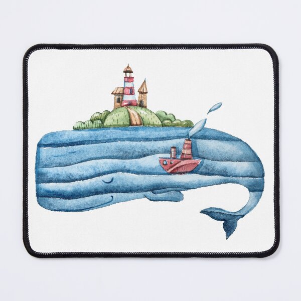 Item preview, Whale - cute friendly whale with island and boat designed and sold by Haveonelikethis.