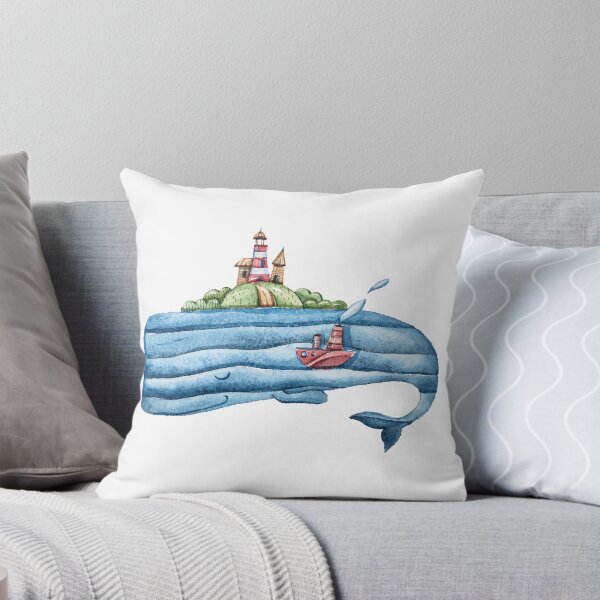 Item preview, Whale - cute friendly whale with island and boat designed and sold by Haveonelikethis.