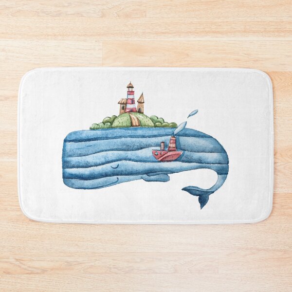 Item preview, Whale - cute friendly whale with island and boat designed and sold by Haveonelikethis.