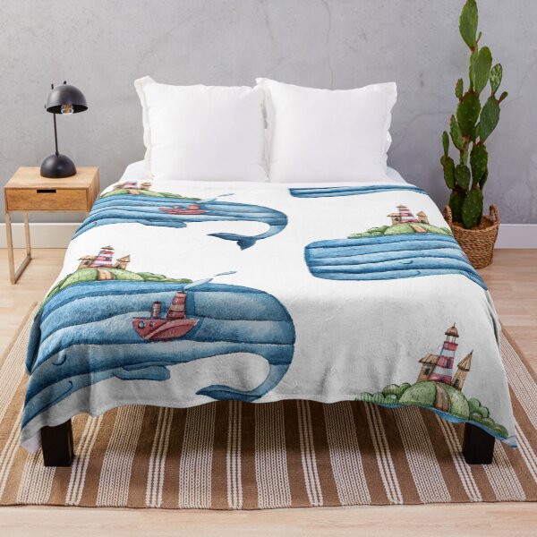 Item preview, Whale - cute friendly whale with island and boat designed and sold by Haveonelikethis.
