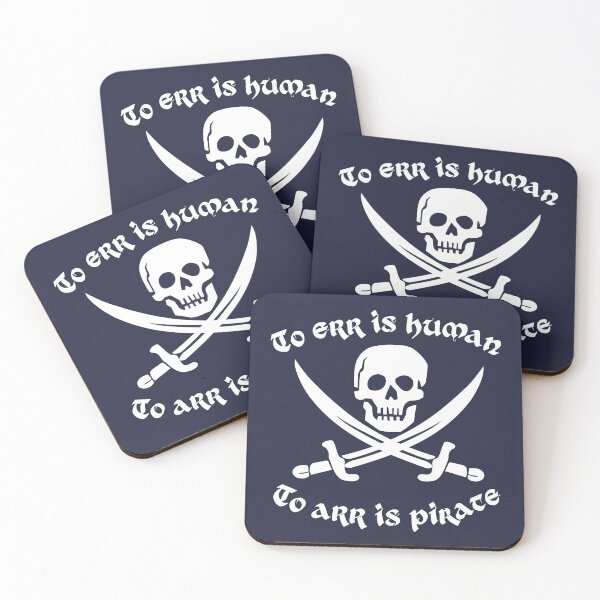 Item preview, To err is human - to arr is pirate (skull & crossed swords) white funny designed and sold by SolidEarthArt.