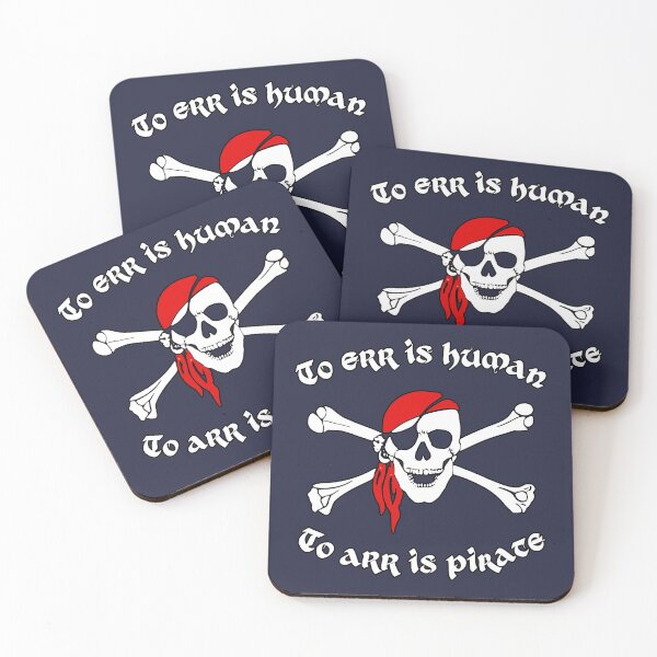 Item preview, To err is human - to arr is pirate (skull & bones, red cap) funny designed and sold by SolidEarthArt.