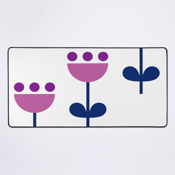 Vintage mid century flower - 3 pink flowers stickerpack Desk Mat