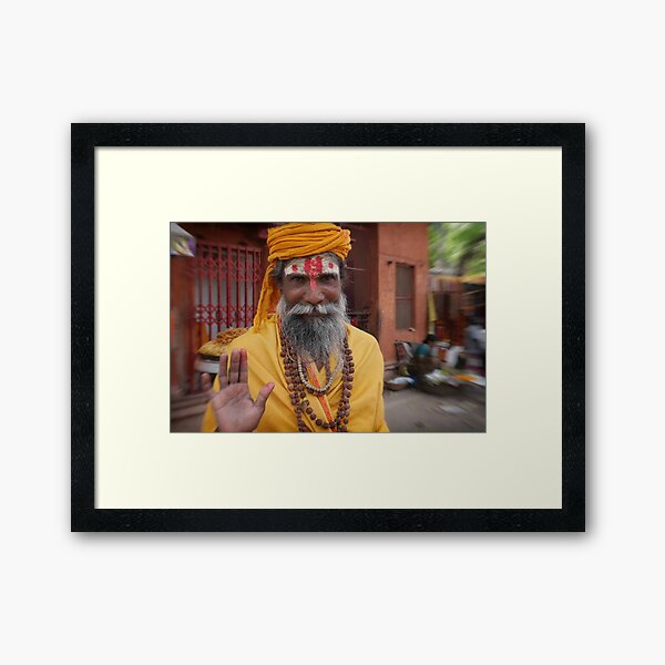 sadhu in the street | varanasi Framed Art Print