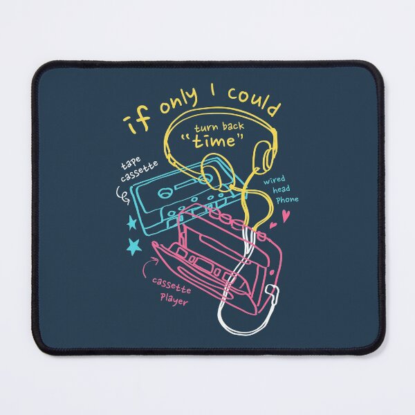 Item preview, Never Forget Retro Vintage Cassette Tape Graphic Novelty Mens - if only I could turn back time - wired head phone - cassette player designed and sold by navuno.