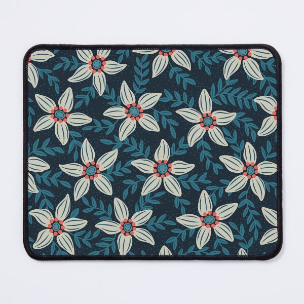 Item preview, White flower stars in teal blue mist designed and sold by runcatrun.