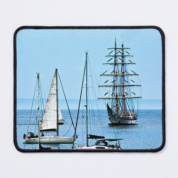 Item preview, Anchored Sailboats Fishing Boats Tall Ship Boatyard designed and sold by worldways.