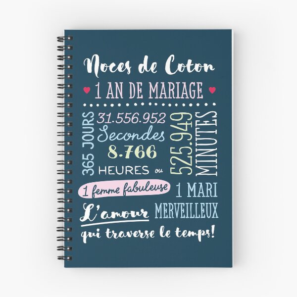 Item preview, Cadeau 1 an de mariage pour couple - Noces de Coton designed and sold by betternotes.