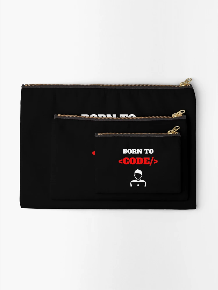 Thumbnail 2 of 4, Zipper Pouch, Born To Code, Software Developer, Software Engineer, Computer Science, Web, WWW, Programming Humor, HTML, dark designed and sold by Max-Wear.