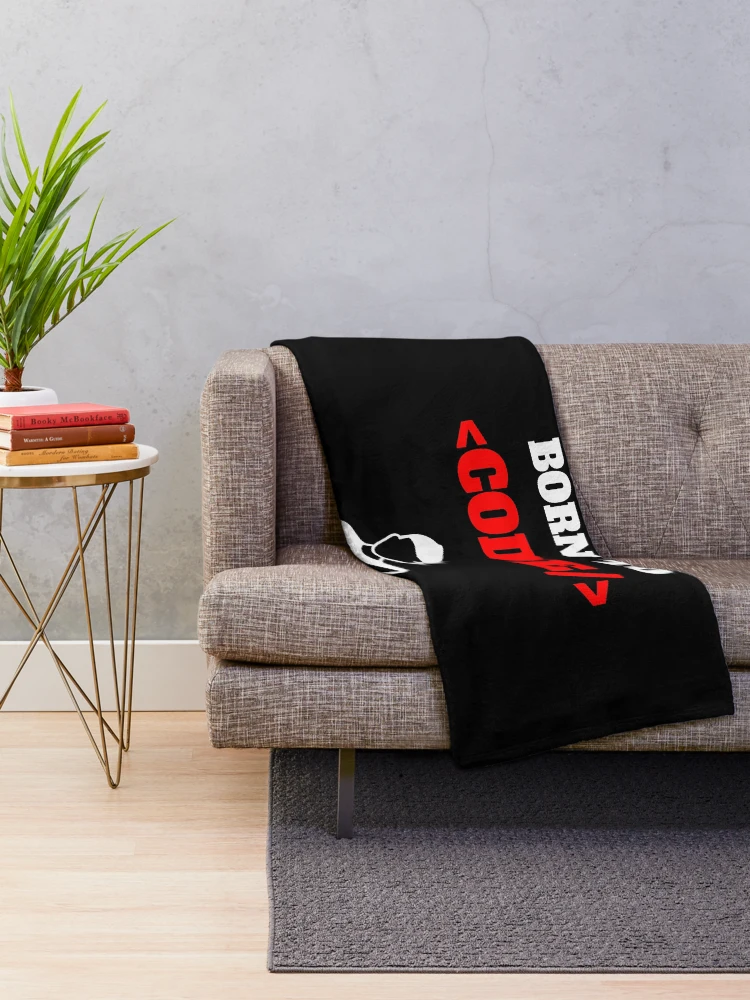 Thumbnail 2 of 6, Throw Blanket, Born To Code, Software Developer, Software Engineer, Computer Science, Web, WWW, Programming Humor, HTML, dark designed and sold by Max-Wear.