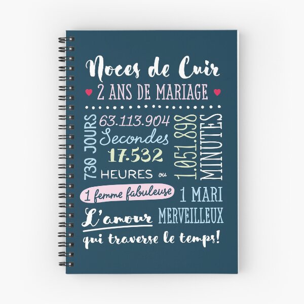 Item preview, Cadeau 2 ans de mariage pour couple - Noces de Cuir designed and sold by betternotes.