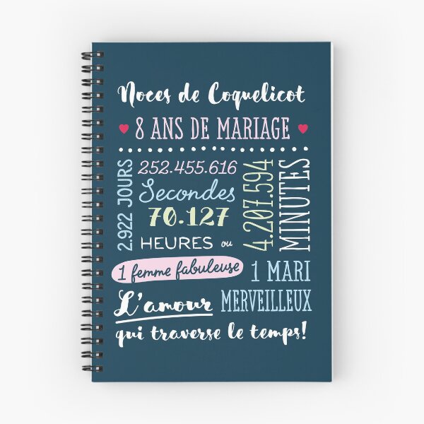 Item preview, Cadeau 8 ans de mariage pour couple - Noces de Coquelicot designed and sold by betternotes.