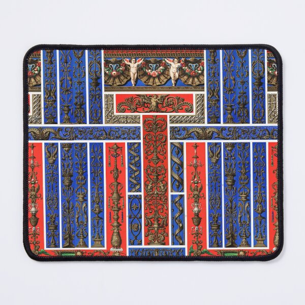 Item preview, RENAISSANCE DECOR WITH FLORAL SWIRLS,CUPIDS ANS SEA SHELLS IN RED BLUE WHITE designed and sold by BulganLumini.