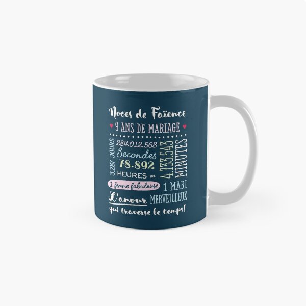 Aperçu de l'œuvre Cadeau 9 ans de mariage pour couple - Noces de Faïence créée et vendue par betternotes.
