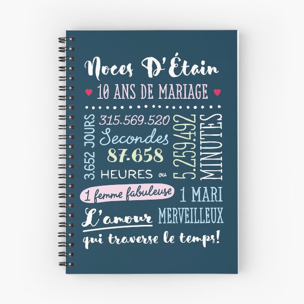 Item preview, Cadeau 10 ans de mariage pour couple - Noces D’Étain designed and sold by betternotes.
