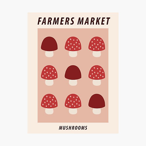 Item preview, Farmers market print, Mushrooms, Posters aesthetic, Cottagecore decor, Exhibition poster, Food art designed and sold by KristinityArt.