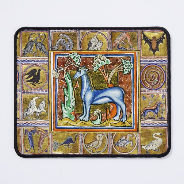 Item preview, MEDIEVAL BESTIARY,UNICORN , FANTASTIC ANIMALS IN GOLD RED BLUE COLORS designed and sold by BulganLumini.