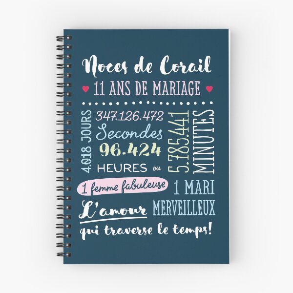 Item preview, Cadeau 11 ans de mariage pour couple - Noces de Corail designed and sold by betternotes.