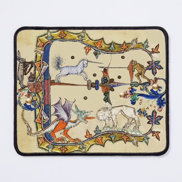 Item preview, WEIRD MEDIEVAL BESTIARY ,UNICORN FIGHTING MONKEY ,DRAGON AND LION by Bulgan Lumini designed and sold by BulganLumini.