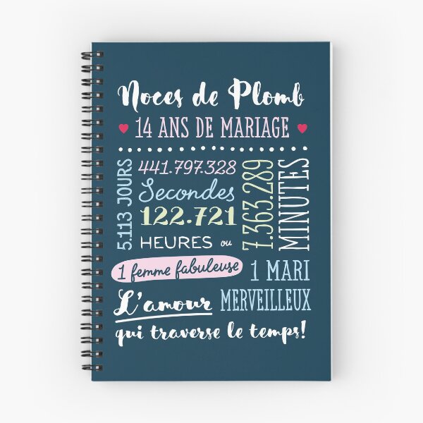 Item preview, Cadeau 14 ans de mariage pour couple - Noces de Plomb designed and sold by betternotes.