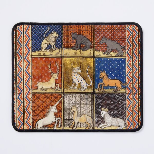 Item preview, MEDIEVAL BESTIARY FANTASTIC ANIMALS IN GOLD RED BLUE COLORS designed and sold by BulganLumini.