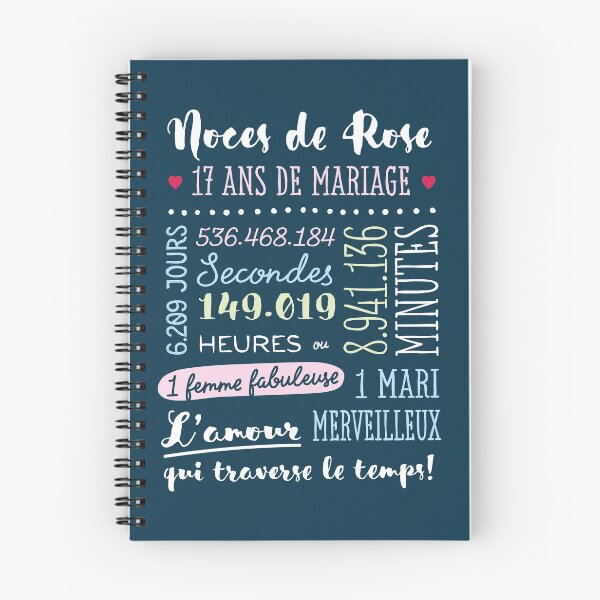 Item preview, Cadeau 17 ans de mariage pour couple - Noces de Rose designed and sold by betternotes.