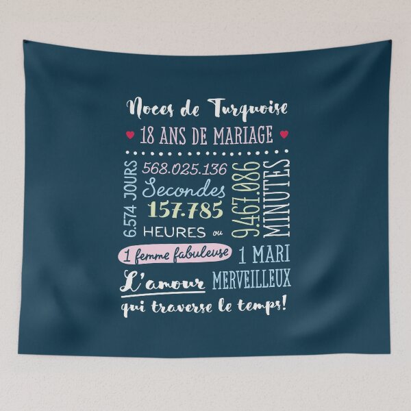 Item preview, Cadeau 18 ans de mariage pour couple - Noces de Turquoise designed and sold by betternotes.