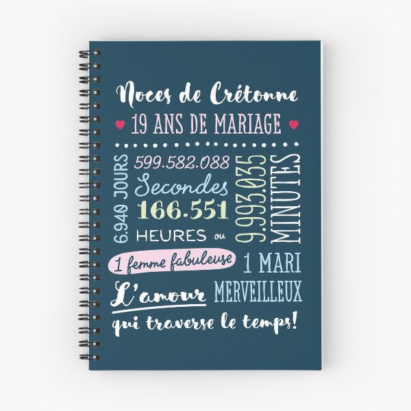 Item preview, Cadeau 19 ans de mariage pour couple - Noces de Crétonne designed and sold by betternotes.