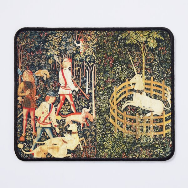 Item preview, HUNTERS AND UNICORN CAPTURED IN WOODLAND Green Floral  designed and sold by BulganLumini.