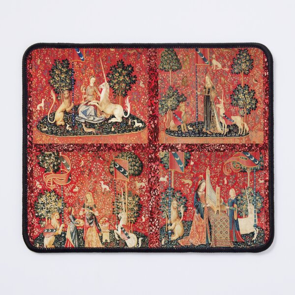 Item preview, FOUR LADY AND UNICORN STORIES ,Fantasy Flowers,Animals, Red Green Floral Collection  designed and sold by BulganLumini.