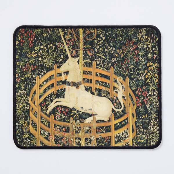 Item preview, UNICORN IN CAPTIVITY AND GOTHIC FANTASY FLOWERS, GREEN FLORAL MOTIFS designed and sold by BulganLumini.
