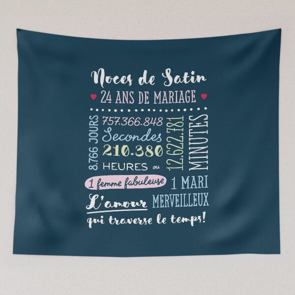 Item preview, Cadeau 24 ans de mariage pour couple - Noces de Satin designed and sold by betternotes.