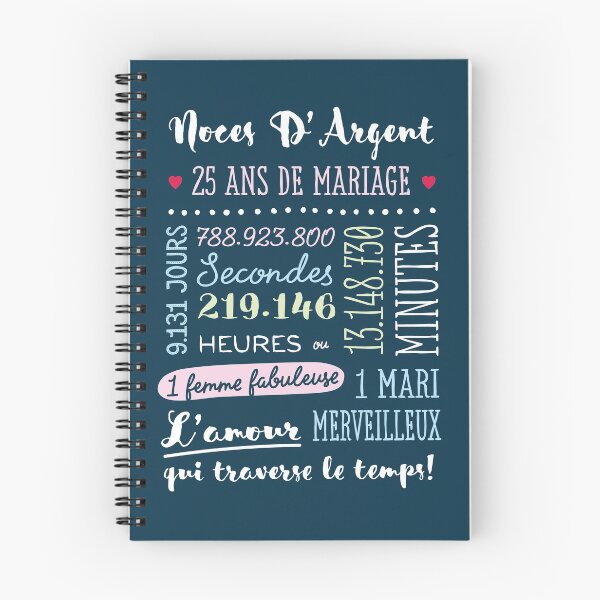 Item preview, Cadeau 25 ans de mariage pour couple - Noces D’Argent designed and sold by betternotes.
