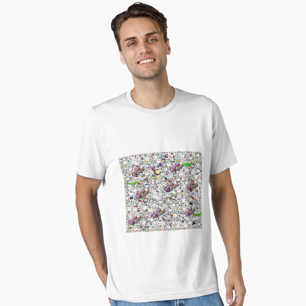 Vista previa del artículo con la obra «Camiseta esencial», diseñado y vendido por PixelRune.