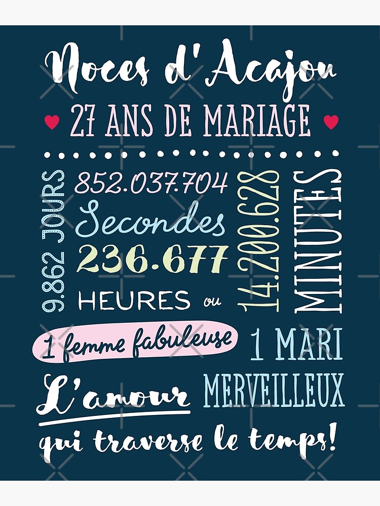 Joycard Carte De 27e Anniversaire Pour Femme, Carte De Mariage