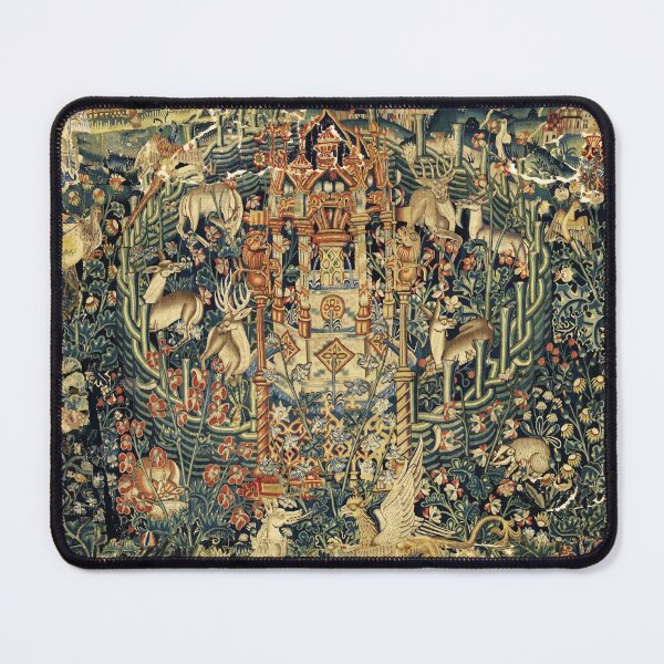 Item preview, SOURCE OF LIFE Verdure with Forest Animals in Private Garden, Floral Medieval Tapesty designed and sold by BulganLumini.