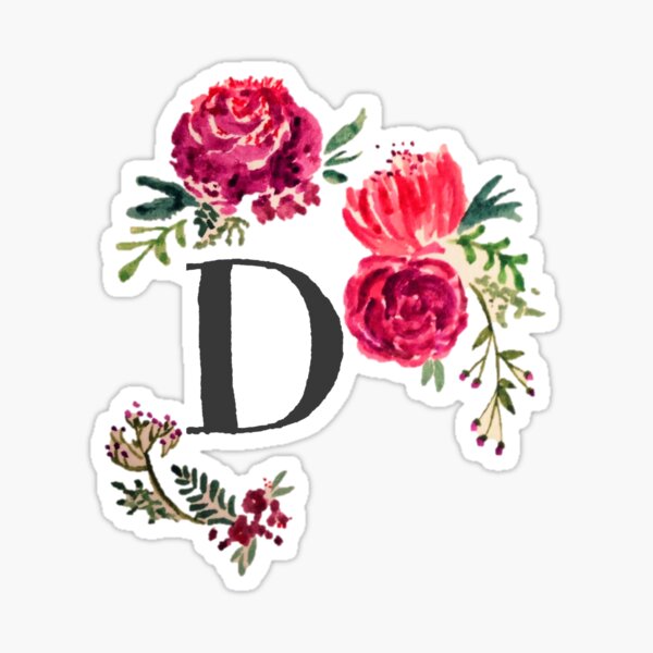 Aperçu de l'œuvre Monogramme floral aquarelle D créée et vendue par SaraLoone.