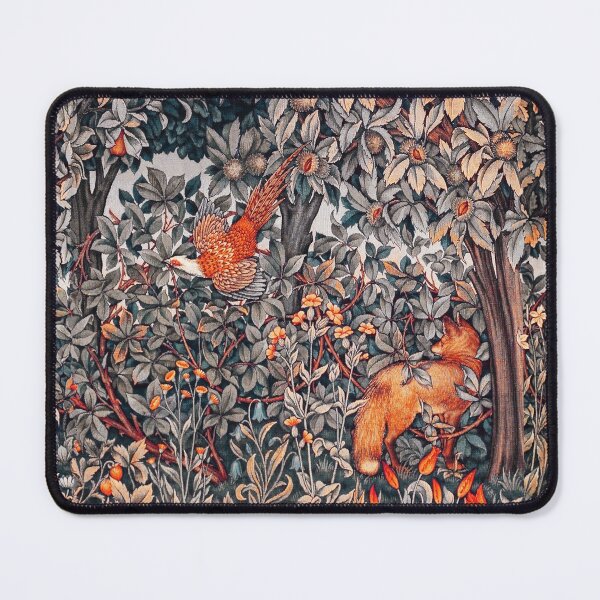 Item preview,  GREENERY, FOREST ANIMALS Pheasant and Fox Red Black White Floral Tapestry designed and sold by BulganLumini.