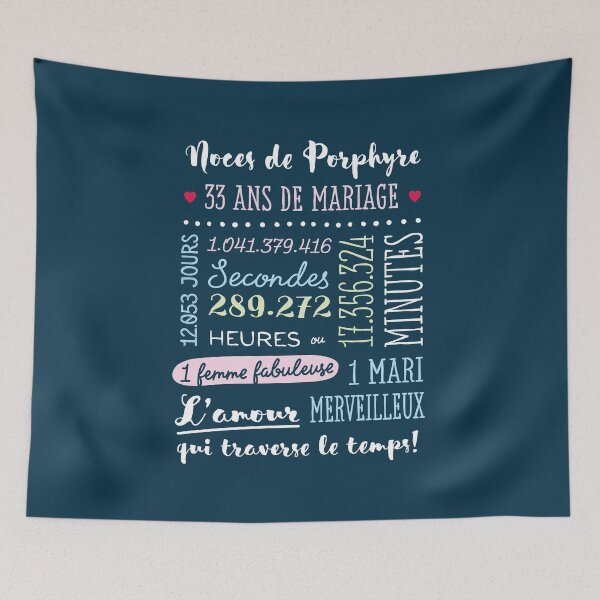 Item preview, Cadeau 33 ans de mariage pour couple - Noces de Porphyre designed and sold by betternotes.