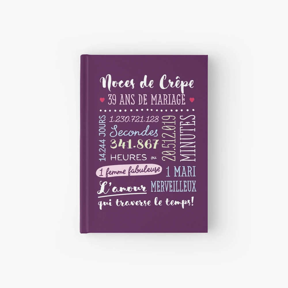39 Ans De Mariage Anniversaire De Mariage Noces De Crêpe T-Shirt