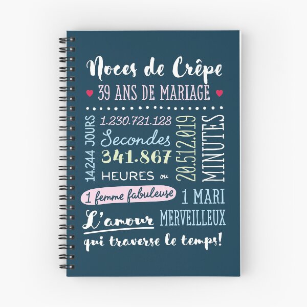 Item preview, Cadeau 39 ans de mariage pour couple - Noces de Crêpe designed and sold by betternotes.