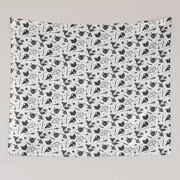 Item preview, Halloween All Over Print Pattern Design - Witchcraft And Cats designed and sold by MnEmzStudio.