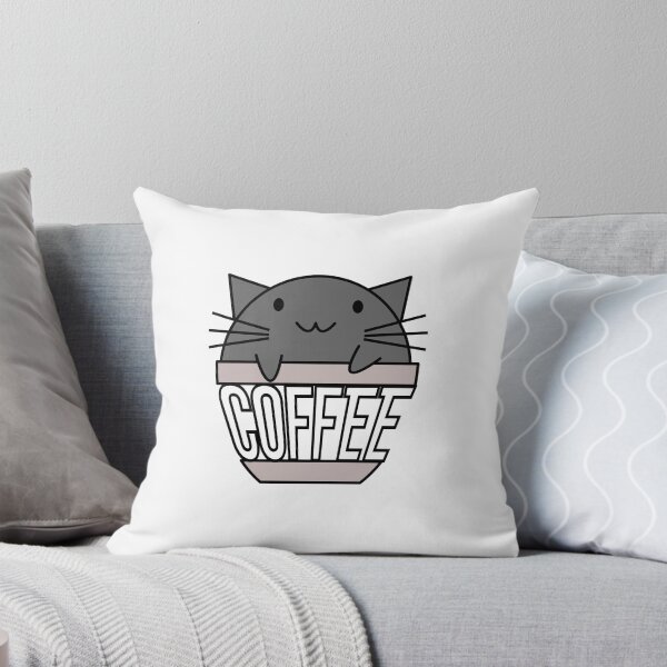 Aperçu de l'œuvre Chat heureux dans une tasse à café avec texte déformé noir créée et vendue par CoffeewithKitty.