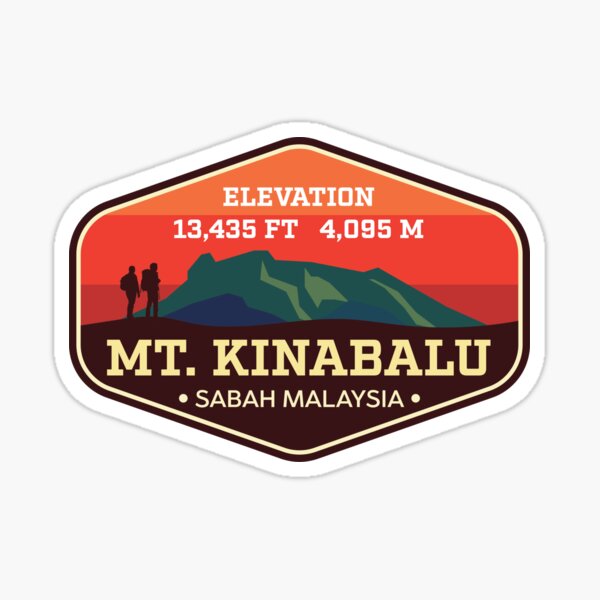 "Mt Kinabalu Sabah Malaysia Colorful Mountain Trekking Badge