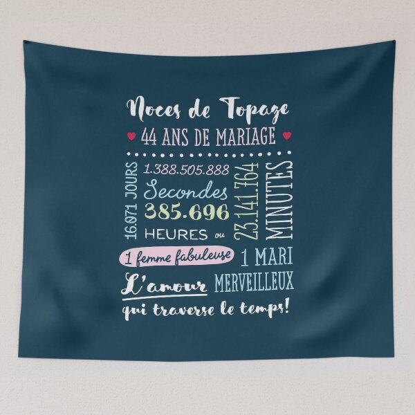 Item preview, Cadeau 44 ans de mariage pour couple - Noces de Topaze designed and sold by betternotes.