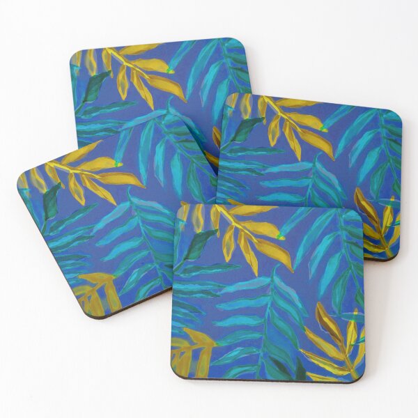 Item preview, Blue Tropical Leaves Watercolor Painting by Suzzyrein designed and sold by Suzzyrein.