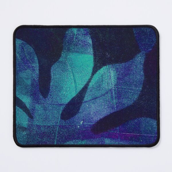 Item preview, Pop tropical! gel monoprint of Tropical palm design in shades of indigo and blue designed and sold by AliSullivanArt.