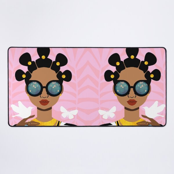 Bantu Knots Hairstyle Girl Desk Mat