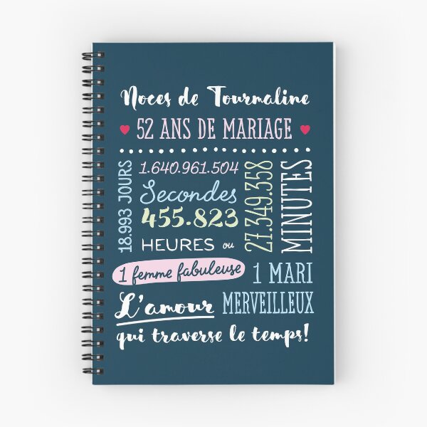Item preview, Cadeau 52 ans de mariage pour couple - Noces de Tourmaline designed and sold by betternotes.